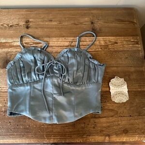 Altar’d State Cami Crop Top Dusty Blue Festival XS  *New